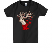 Детская футболка с оленем и украшенными рогами