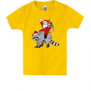 Детская футболка с Сантой на еноте