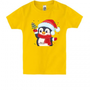 Дитяча футболка з пінгвінком та ялинкою