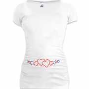 Женская удлиненная футболка с поясом из сердец