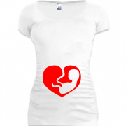 Женская удлиненная футболка Сердце с малышом