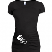 Женская удлиненная футболка Скелетик