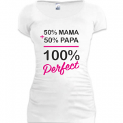 Женская удлиненная футболка 50% мама + 50% папа