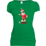 Подовжена футболка 3D Санта на санях
