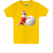 Детская футболка 3D Санта катает снежный шар