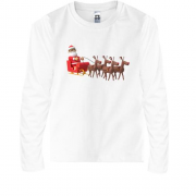 Детская футболка с длинным рукавом 3D Санта с оленями