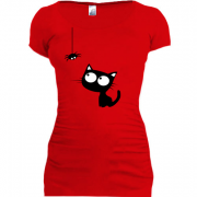 Женская удлиненная футболка Кот и паучок