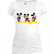 Женская удлиненная футболка 3 Мики Мауса