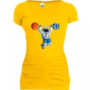 Подовжена футболка з космонавтом та планетами на штанзі