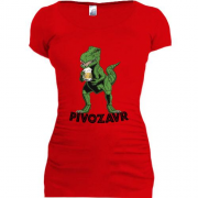 Подовжена футболка з динозавром та пивом pivozavr