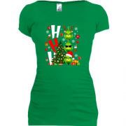 Подовжена футболка з різдвяними грінчами Ho Ho Ho