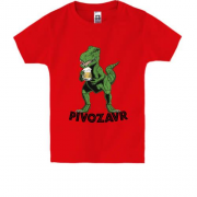 Детская футболка с динозавром и пивом pivozavr