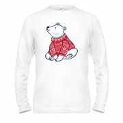 Лонгслив с белым мишкой в свитере