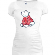 Подовжена футболка з білим ведмедиком у светрі