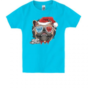 Дитяча футболка з різдвяним ганста мопсом