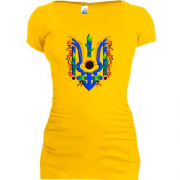 Подовжена футболка з тризубом, прикрашеним колосками та соняшниками