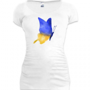 Подовжена футболка Акварельний метелик у кольорі прапора України