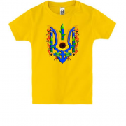 Дитяча футболка з тризубом, прикрашеним колосками та соняшниками