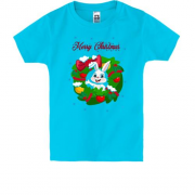 Детская футболка с зайцем Счастливого Рождества