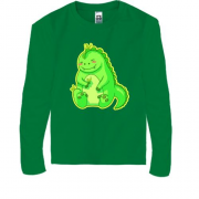 Детская футболка с длинным рукавом с добрым зелёным драконом