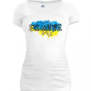 Подовжена футболка Ukraine у мальованому стилі