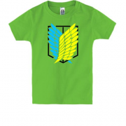 Дитяча футболка з лого Атака Титанів у кольорі українського прапора