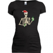 Подовжена футболка зі святкуючим скелетом