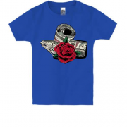Дитяча футболка з доларами та трояндою