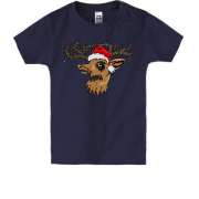 Детская футболка с рождественским оленем в герлядне