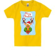 Дитяча футболка з оленем та прикрашеними рогами Щасливого Різдва