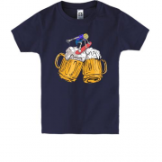 Детская футболка 2 пива и лимончик на волне