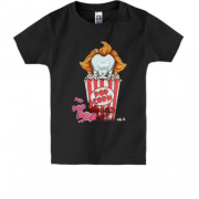 Детская футболка с попкорном и злым клоуном
