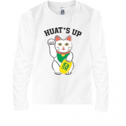 Детская футболка с длинным рукавом с котиком который машет лапко