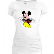 Женская удлиненная футболка Микки вылезает из футболки
