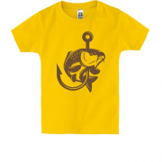 Детская футболка с рыбой на крючке улов