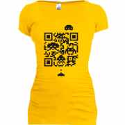 Женская удлиненная футболка Space invaders qr code