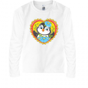 Детская футболка с длинным рукавом с пингвином в сердечке