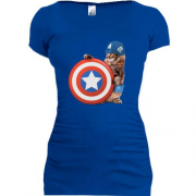 Подовжена футболка з котом - Капітан Америка