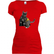 Подовжена футболка з чорним котом - Бетмен