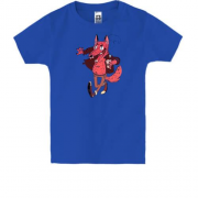 Детская футболка Красный волк с кофе поп-арт