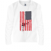 Детская футболка с длинным рукавом с американским флагом, девочк
