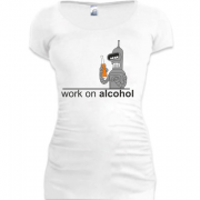 Женская удлиненная футболка Work on alcohol