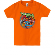 Детская футболка с героями Марвел в круге