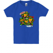 Детская футболка с черепашками ниндзя и пиццой