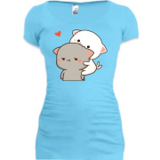 Подовжена футболка Пара котиків