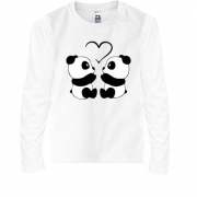 Детская футболка с длинным рукавом с влюблёнными пандами и сердц