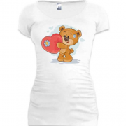 Подовжена футболка Плюшевий ведмедик і серце