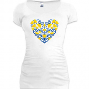 Подовжена футболка Серце з квіткових орнаментів