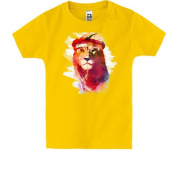 Детская футболка Лев акварель