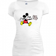 Женская удлиненная футболка Мики Маус письмо
